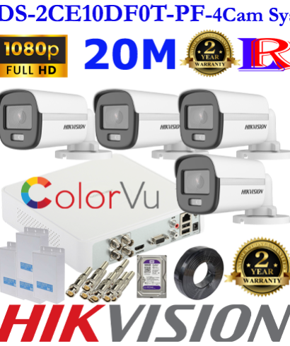 Hikvision colour 4 cameras DS-2CE10DF0T-PF Package