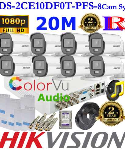 Hikvision 8 audio camera package DS-2CE10DF0T-PFS