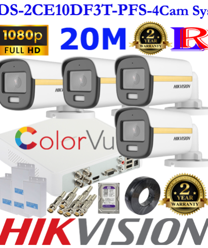 Hikvision colorvu 2mp with audio package DS-2CE10DF3T-PFS