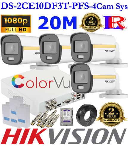 Hikvision colorvu 2mp with audio package DS-2CE10DF3T-PFS