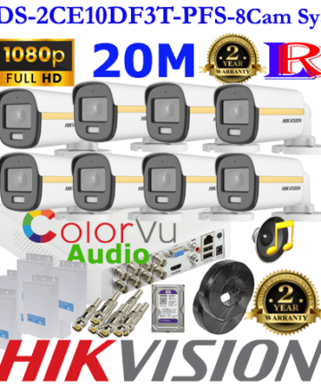 Full time color audio 8 camera package DS-2CE10DF3T-PFS