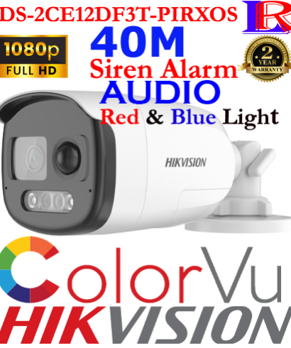 Colorvu Siren Alarm strobe light Camera DS-2CE12DF3T-PIRXOS