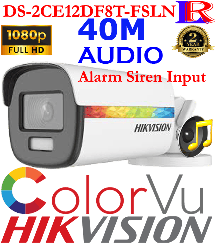 Rainbow Siren Alarm Colorvu Audio Camera DS-2CE12DF8T-FSLN