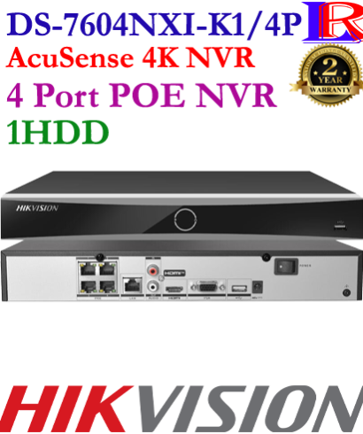Motion detection 2.0 Acusense 4 port poe NVR DS-7604NXI-K1/4P