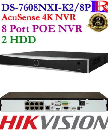 Intelligent Analytics 8 port poe 2 hard drive NVR DS-7608NXI-K2/8P