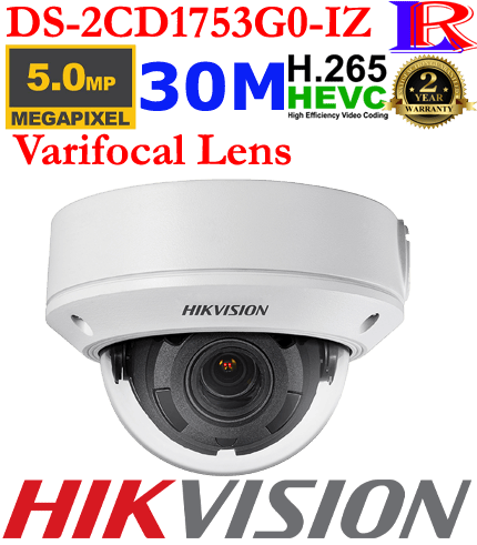 Hikvision 5 MP Varifocal Dome IP camera DS-2CD1753G0-IZ