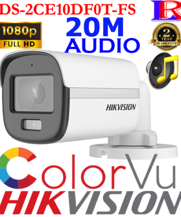 Hikvision 2MP ColorVu Audio Bullet Camera DS-2CE10DF0T-FS