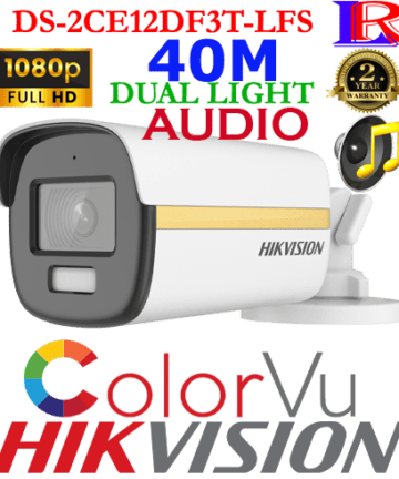 Hikvision 1,080P 3D Smart Light ColorVu Audio 40 M Camera DS-2CE12DF3T-LFS