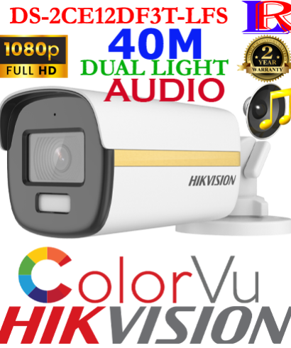 Hikvision 1,080P 3D Smart Light ColorVu Audio 40 M Camera DS-2CE12DF3T-LFS