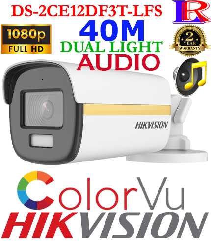 Hikvision 1,080P 3D Smart Light ColorVu Audio 40 M Camera DS-2CE12DF3T-LFS