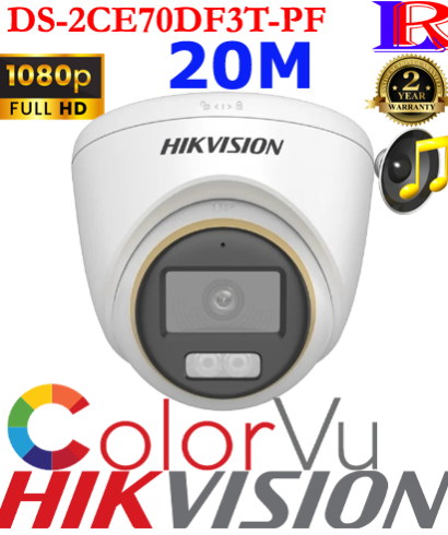 Hikvision 2 MP ColorVu Fixed Turret Camera DS-2CE70DF3T-PF