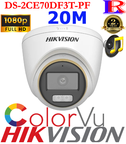 Hikvision 2 MP ColorVu Fixed Turret Camera DS-2CE70DF3T-PF