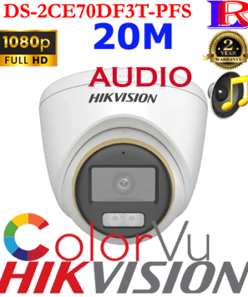 Hikvision 2 MP ColorVu Fixed Turret Audio Camera DS-2CE70DF3T-PFS