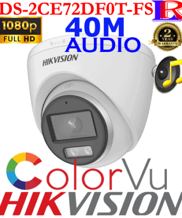 Hikvision 2MP ColorVu Audio 40M Turret Camera DS-2CE72DF0T-FS