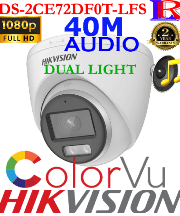 Hikvision 2 MP Smart Hybrid Light 40 M ColorVu Camera DS-2CE72DF0T-LFS
