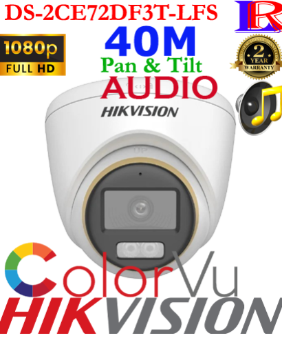 Hikvision 2 MP ColorVu Dual-light Voice Turret Camera DS-2CE72DF3T-LFS