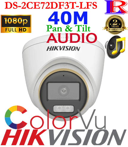 Hikvision 2 MP ColorVu Dual-light Voice Turret Camera DS-2CE72DF3T-LFS