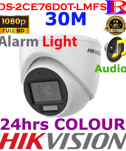 Hikvision 2MP Smart Hybrid Light Audio IP67 Turret Camera DS-2CE76D0T-LMFS