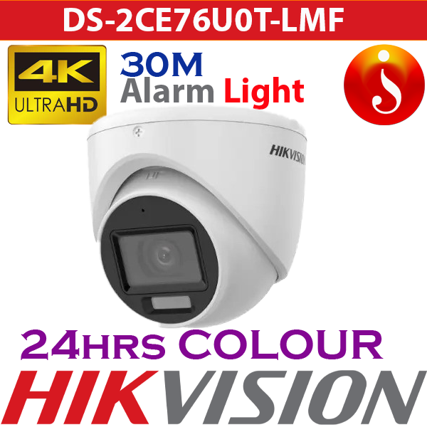 Hikvision 4K Smart Hybrid Light 30m IR Dome Camera DS-2CE76U0T-LMF