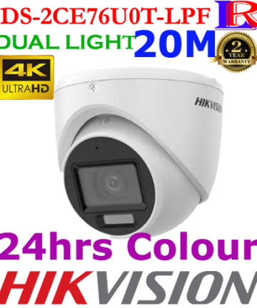 Hikvision 4K Smart Hybrid Light 20m turret Camera DS-2CE76U0T-LPF