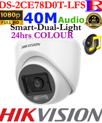 Hikvision 2MP Smart Hybrid Light Audio 40M Dome Camera DS-2CE78D0T-LFS