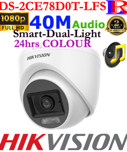 Hikvision 2MP Smart Hybrid Light Audio 40M Dome Camera DS-2CE78D0T-LFS