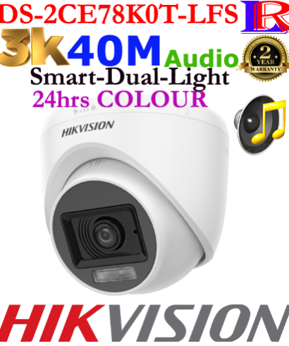 Hikvision 3K Dual Hybrid Light Audio outdoor 40m Turret Camera DS-2CE78K0T-LFS