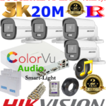 Hikvision 5MP-3K silver smart dual-light Audio 20m 4 camera package with 1TB HDD price in srilanka