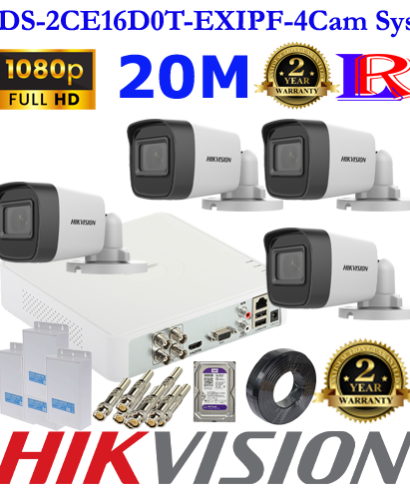 Hikvision full HD night vision 2mp 4 camera kit