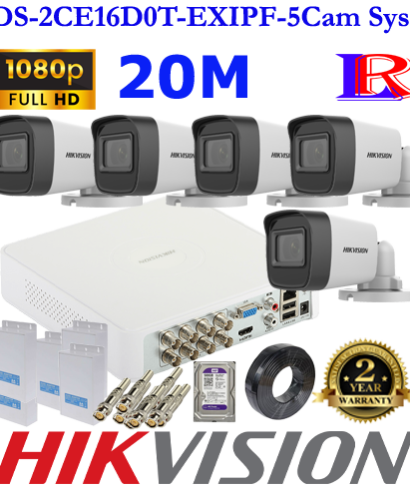 Hikvision full HD night vision 2mp 5 camera kit