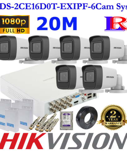 Hikvision full HD night vision 2mp 6 camera kit
