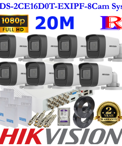 Hikvision full HD night vision 2mp 8 camera kit