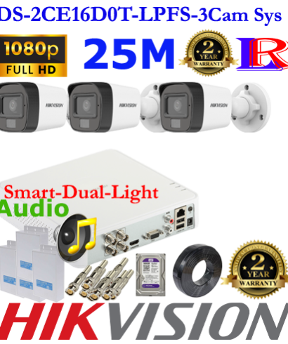 Hikvision 2MP Smart dual light 3 camera with audio package
