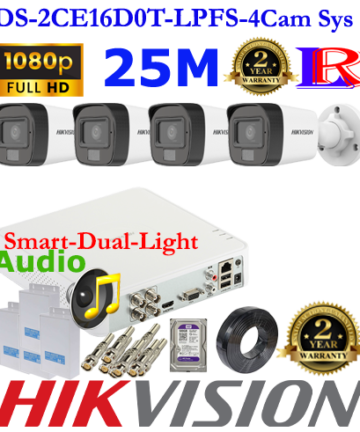 Hikvision 2MP Smart dual light 4 camera with audio package