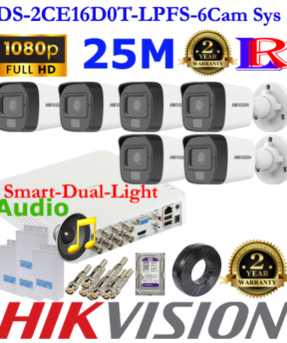 Hikvision 2MP Smart dual light 6 camera package 1TB HDD