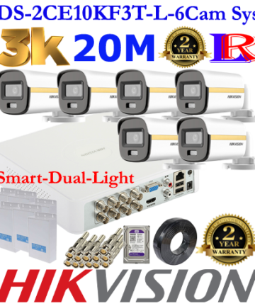 Hikvision 5MP-3K Turbo-HD Gold Colorvu Smart Dual-Light Audio 6 camera 20M package 1TB HDD