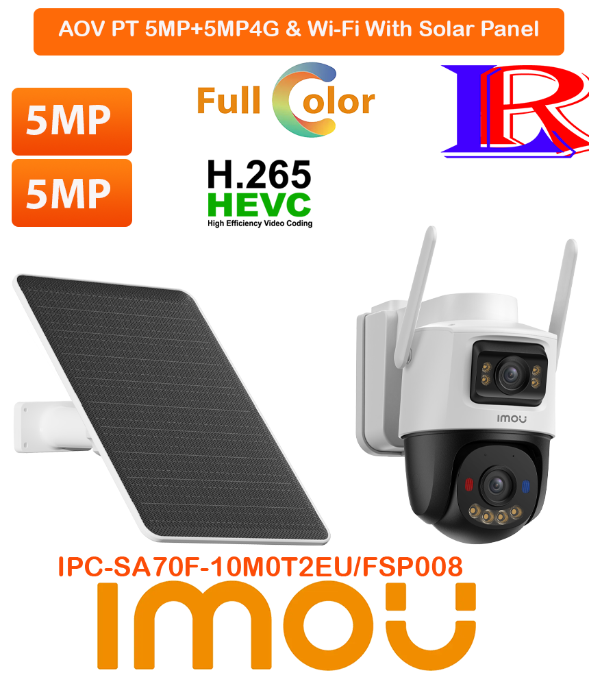 AOV Dual 5MP+5MP Solar Battery 4G IPC-SA70F-10M0T2-EU/FSP008