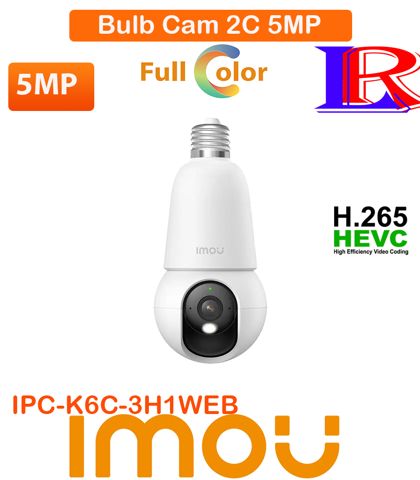 Imou Bulb Cam 2C 5MP Wi-Fi PT siren Bulb CameraI PC-K6C-5H1WEB