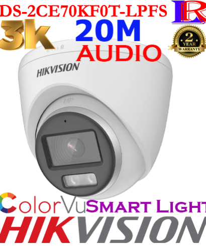 3K ColorVu Smart hybrid light Turret Camera DS-2CE70KF0T-LPFS