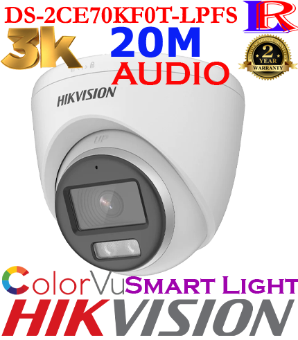 3K ColorVu Smart hybrid light Turret Camera DS-2CE70KF0T-LPFS
