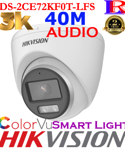 Hikvision 3K 5MP ColorVu Smart hybrid light Turret Camera DS-2CE72KF0T-LFS