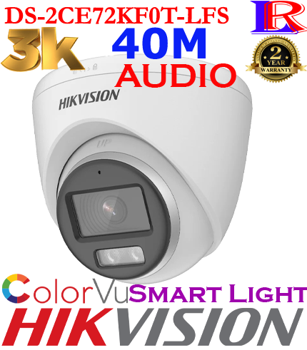 Hikvision 3K 5MP ColorVu Smart hybrid light Turret Camera DS-2CE72KF0T-LFS