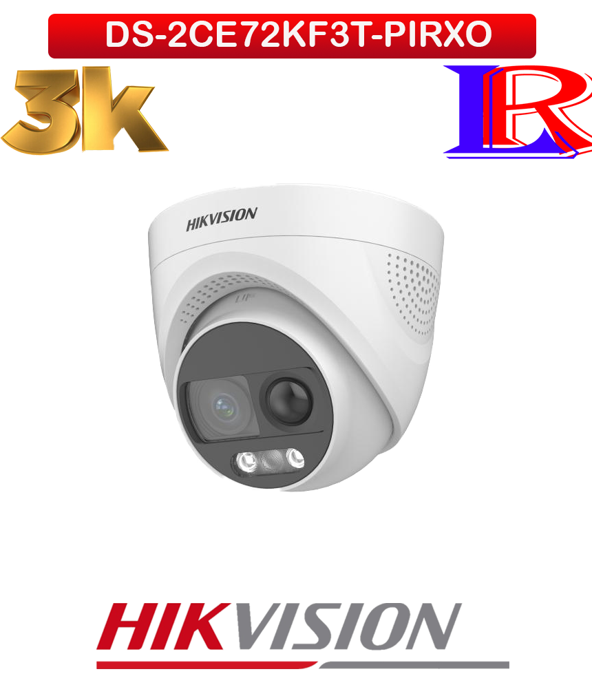 Hikvision 3K ColorVu PIR Siren Turret Camera DS-2CE72KF3T-PIRXO