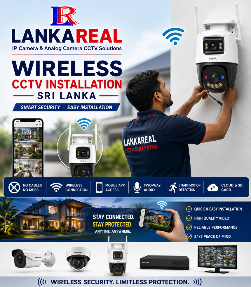 Wireless CCTV Installation Wireless CCTV Installation Sri Lanka | WiFi Camera Setup & Mobile View